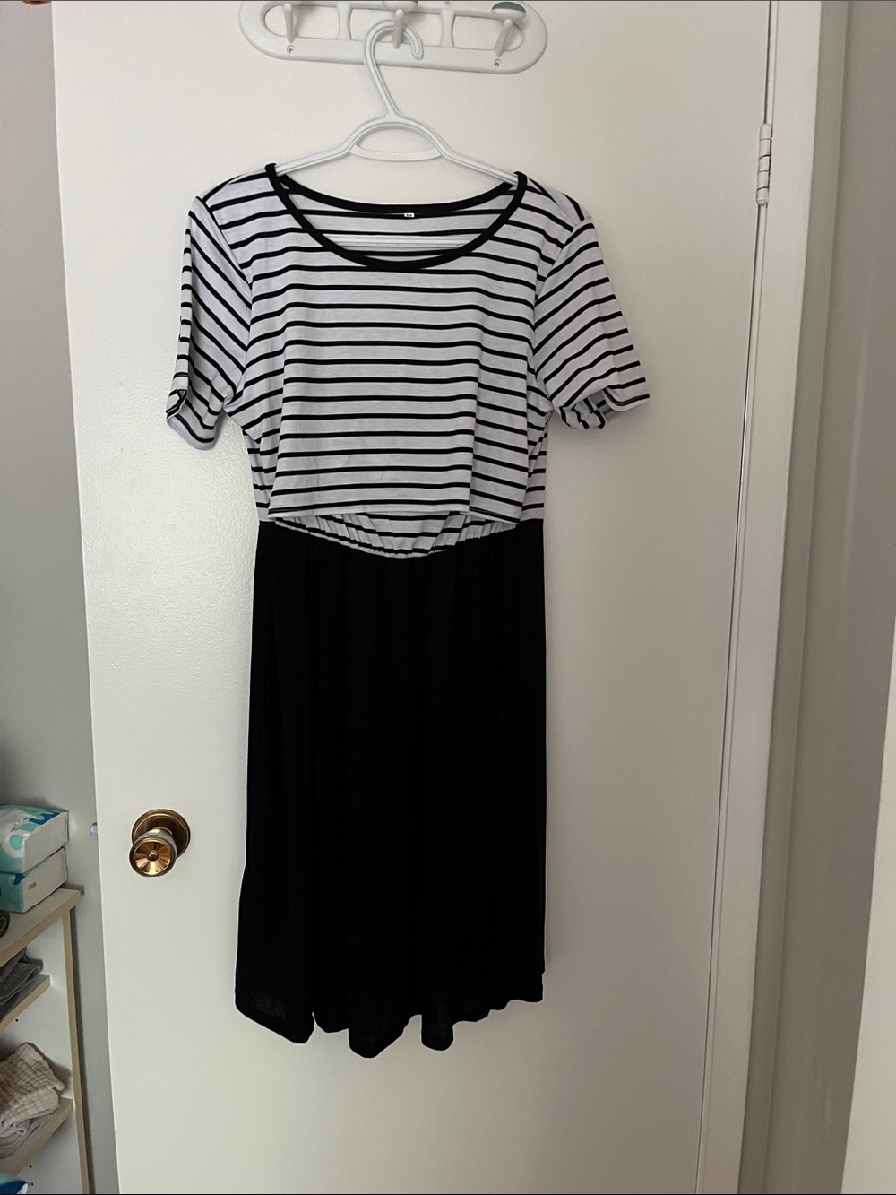 Black and White Striped Nursing Dress